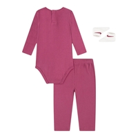 חליפת מכנס NIKE 3 חלקים ורוד כהה בגד גוף פפיון מכנס וגרביים