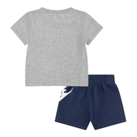 חליפת מכנס NIKE אפור כחול שרוול קצר לוגו NIKE בריבוע במרכז בכחול