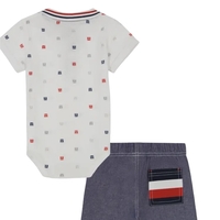 חליפת מכנס Tommy Hilfiger בייבי ג׳ינס פולו לבנה