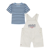 אוברול TOMMY HILFIGER לבן חולצת פסים תכלת
