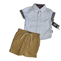 חליפת מכנס אלגנטית KENNETH COLE משבצות תכלת חום