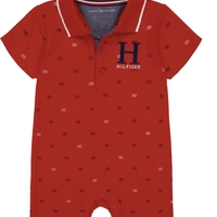 אוברול Tommy Hilfiger בייבי פולו אדום שרוול קצר