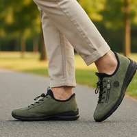 נעל הליכה Rieker עור נובוק זית N3267-54