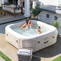 ג'קוזי מתנפח INTEX מרובע 1.75 מ׳ – מתאים ל־4 אנשים בעיצוב שברון לבן יוקרתי