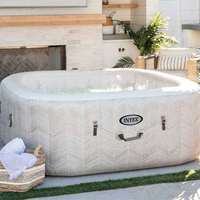 ג'קוזי מתנפח INTEX מרובע 1.75 מ׳ – מתאים ל־4 אנשים בעיצוב שברון לבן יוקרתי