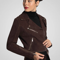 ג׳קט עור ז׳מס ריץ׳ ראץ׳ נשלף - חום קקאו