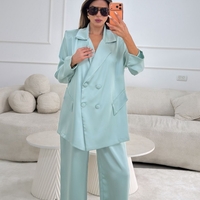 חליפת סאטן כפתורים- מנטה