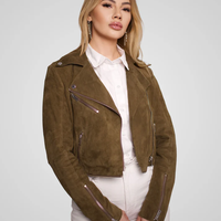 ג׳קט עור ז׳מס ריץ׳ ראץ׳ נשלף- זית