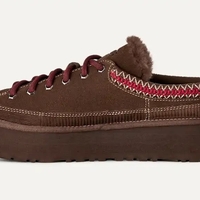 Heritage lace up slipper- שוקולד