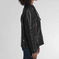 מעיל עור משומן רוכסנים- שחור