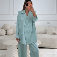 חליפת סאטן כפתורים- מנטה