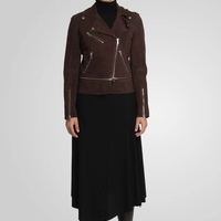 ג׳קט עור ז׳מס ריץ׳ ראץ׳ נשלף - חום קקאו