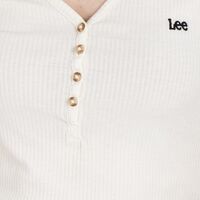 חולצה חצי כפתורים לוגוLEE בצד - שמנת
