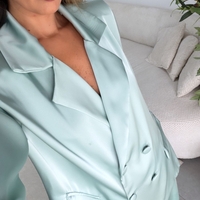 חליפת סאטן כפתורים- מנטה