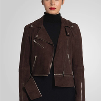 ג׳קט עור ז׳מס ריץ׳ ראץ׳ נשלף - חום קקאו