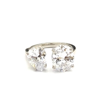 טבעת MIEL - כסף 925 2 אבנים כסופות