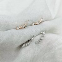 עגילים מטפסים שיבוץ זרקוני טיפות כסף 925