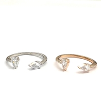 טבעת פתוחה כסף 925 - זרקונים