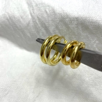 עגילי חישוק כסף 925 ציפוי זהב צהוב