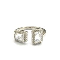 טבעת כסף 925 - 2 אבנים כסופות מרובעות