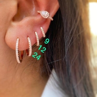 עגילי קליפס חישוק כסף 925 משובצים זרקונים