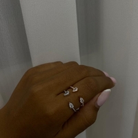 טבעת פתוחה כסף 925 - זרקונים