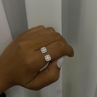 טבעת כסף 925 - 2 אבנים שקופות מרובעות