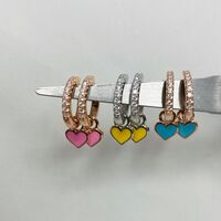 עגילי כסף 925 בציפוי רוז גולד - לב נופל