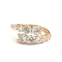 טבעת כסף 925 בציפוי רוז גולד - 2 שורות של זרקונים עגולים