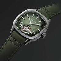 FREELANCER Freelancer Calibre RW1212 Men’s Automatic Green Leather Strap Watch, 40 x 40 mm