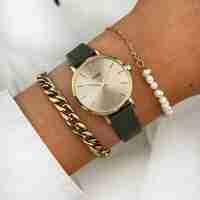 CW10503 Boho Chic Petite Leather Dark Green, Gold Colour