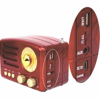 רדיו בעיצוב וינטג' משולב רמקול Bluetooth - אדום
