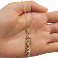 14K Yellow Gold Filigree Half Round Mezuzah Pendant with Sapphire and Lavender Stones