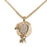 14K Yellow Gold Diamond Small Pomegranate Pendant