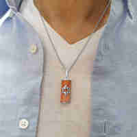 925 Sterling Silver and Jerusalem Stone Star of David Mezuzah Pendant