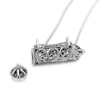 925 Sterling Silver Filligree Horizontal Mezuzah Pendant