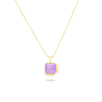 Linoy Amethyst Necklace with Diamonds