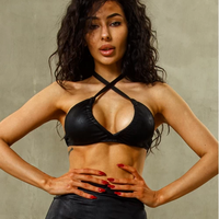 Set EASY DESEAR black leather top + skirt (with sewn-in shorts)