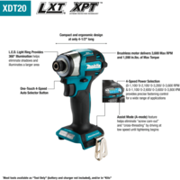 גוף מברגת אימפקט Makita Brushless XDT20Z / DTD173Z