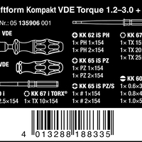 סט מברגים מתחלף מבודד 1000V (2 ידיות) + מומנט WERA 1.2-3.0Nm