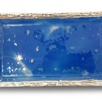 מגש ליקר / פמוטים זכוכית כחולה