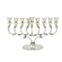Pure Silver Menorah Katz Model | Classic and Ornate Menorah