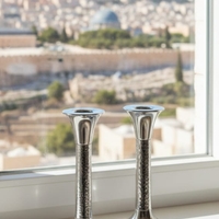 זוג פמוטי עמוד כסף טהור