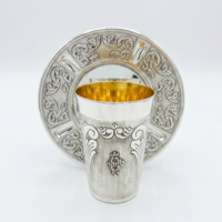 High-quality Kiddush set, handmade and decorated pure silver