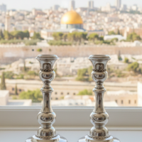 Pure silver apple mini candlesticks