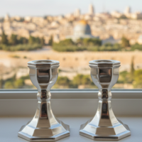 פמוטי מיני משושה כסף טהור