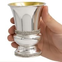 Kiddush cup half foot pure silver ribbon