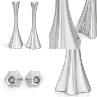 Candlesticks in a modern design made of pure silver, different angles
