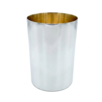 a large, pure silver cylindrical Kiddush cup | Smooth or hand-hammered finish