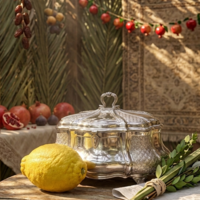 Oval pure silver Etrog box